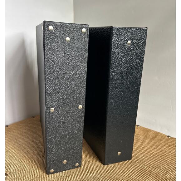Vintage Columbia NY USA Heavy Duty Binders Lot of 2 – Black Riveted Office - Picture 1 of 7